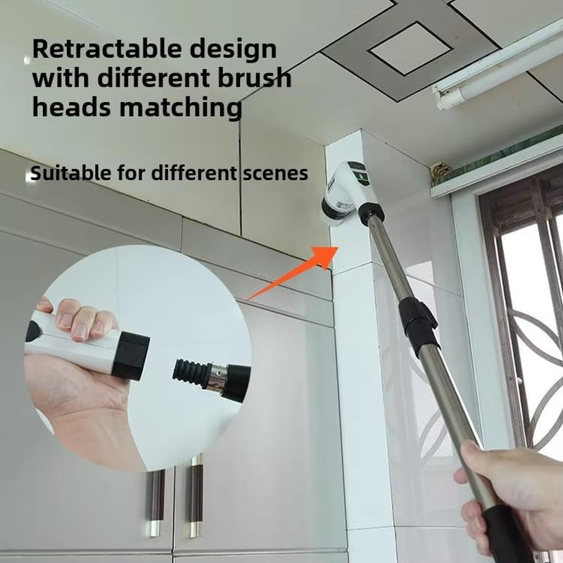 Cordless Electric Spin Scrubber with 9 Replaceable Brush Heads, Dual Speed Power Scrubber for Tub, Floor, and Tile Cleaning, Adjustable Detachable Handle for Bathroom, Kitchen, and Car Use