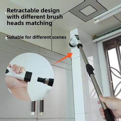 Cordless Electric Spin Scrubber with 9 Replaceable Brush Heads, Dual Speed Power Scrubber for Tub, Floor, and Tile Cleaning, Adjustable Detachable Handle for Bathroom, Kitchen, and Car Use