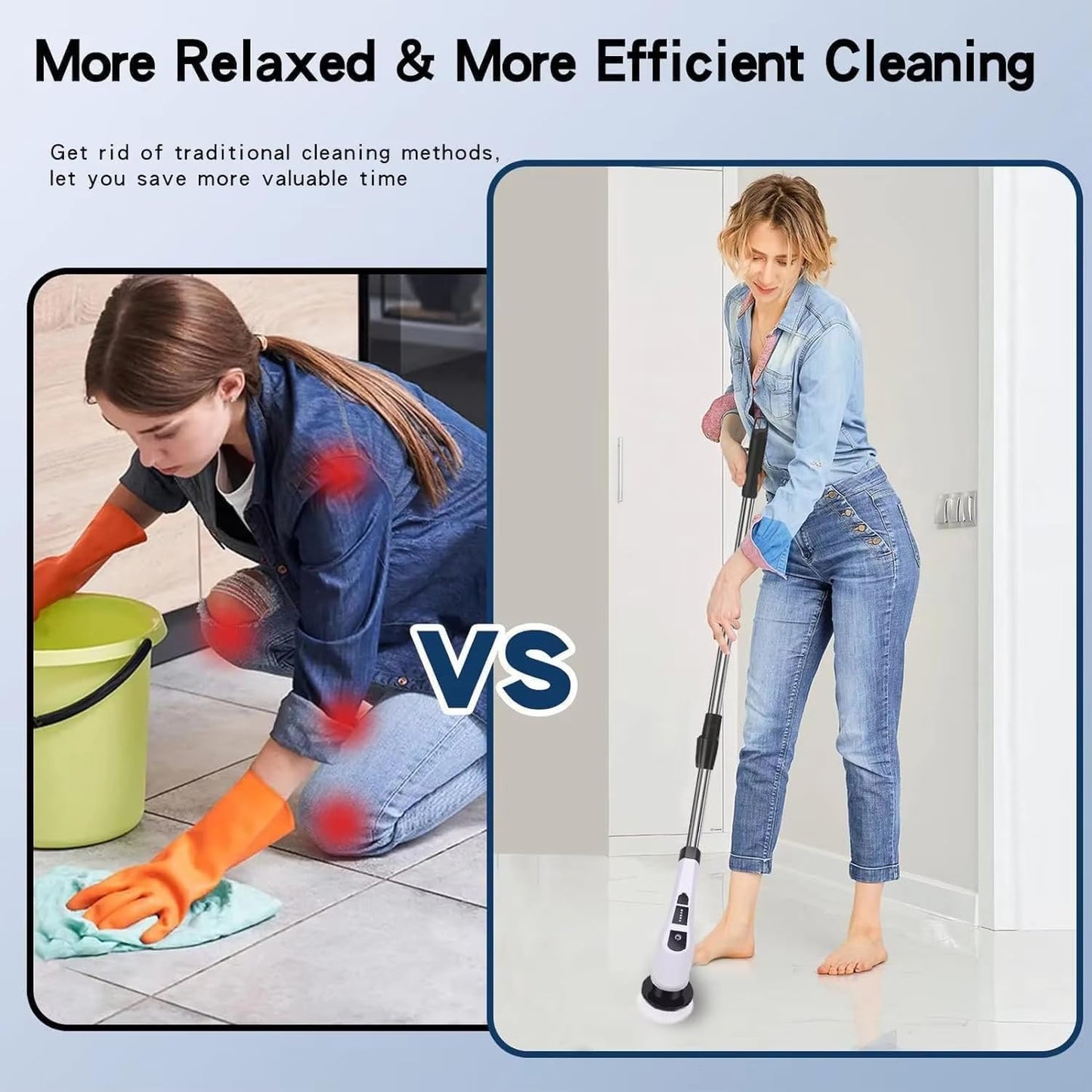 Cordless Electric Spin Scrubber with 9 Replaceable Brush Heads, Dual Speed Power Scrubber for Tub, Floor, and Tile Cleaning, Adjustable Detachable Handle for Bathroom, Kitchen, and Car Use