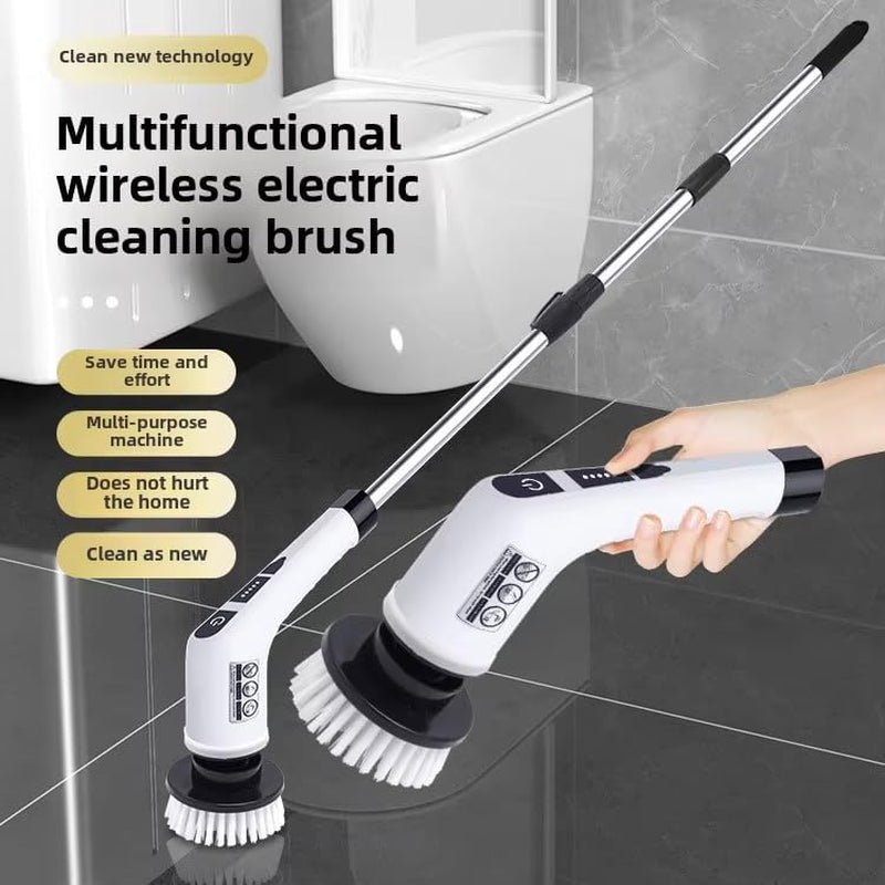 Cordless Electric Spin Scrubber with 9 Replaceable Brush Heads, Dual Speed Power Scrubber for Tub, Floor, and Tile Cleaning, Adjustable Detachable Handle for Bathroom, Kitchen, and Car Use
